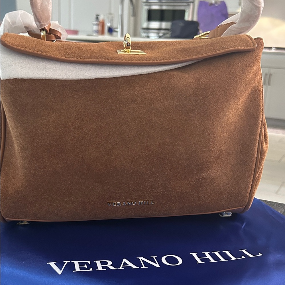 Verano Hill Suede Handbag with‎ Gold Accents